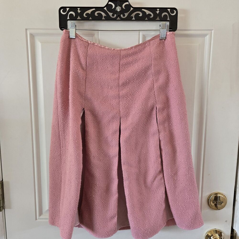 Vintage Pink Long Pleated Skirt Tuck Skirt High Rise Acrylic Silky Pleated